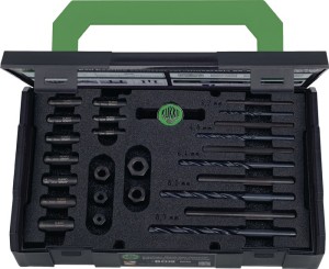 Zestaw wykrętaków do śrub 49-U-B M 5–M 16 25-częśc. wraz z odpowiednimi wiertłam