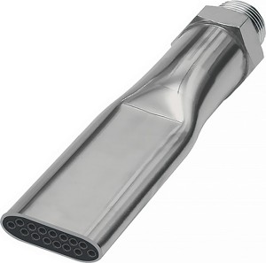Dysza płaska gwint zewnętrzny mosiądz niklowany długość 100 mm szerokość 21 mm R