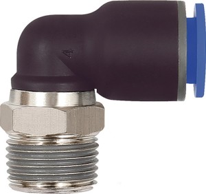 Złącze śrubowe wtykowe L seria niebieska gwint zewnętrzny R 1/8 cal. RK 10 mm z