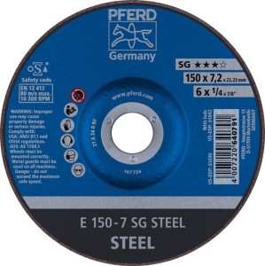 Ściernica do obróbki zgrubnej SG STEEL śred. 150 x gr. 7,2 mm stal zakrzywiona