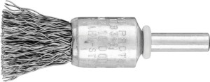 Szczotka druciana pędzelkowa PBU ST śred. 15 mm grubość drutu 0,35 mm stal 0,35