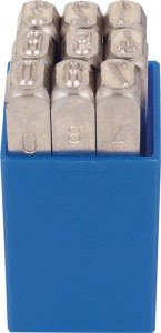 Komplet numeratorów 330 9-części liczby 0 - 9 wys. czcionki 3 mm w pudełku z tw.