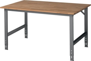 Stół montażowy Tom szer. 1500 x gł. 1000 x wys. 760-1080 mm płyta robocza buk po