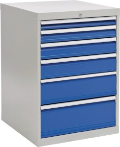 Szafka z szufladami wys. 1019 x szer. 705 x gł. 736 mm jasnoszary/niebieski sygn