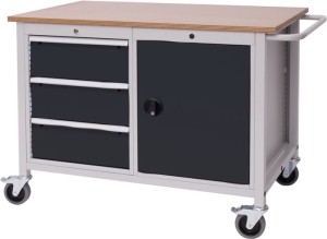 Stół warsztatowy szer.1250xgłęb.750xwys.935 mm sklej.buk. jasnoszary/szary antra