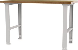 Stół warsztatowy szer.1500xgł.750xw.790–1140 mm buk Mult. jasnoszary szuflady dr