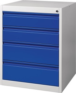 Szafka z szufladami BK 600 wys. 800 x szer. 600 x gł. 600 mm szary/niebieski 4 s