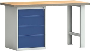Stół warsztatowy PW 700 szer. 1500 xgł.700xwys.840 mm sklej.buk. jasnoszary / ni