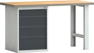 Stół warsztatowy PW 700 szer. 1500 xgł.700xwys.840 mm sklej.buk. jasnoszary / sz