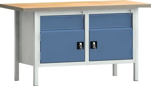 Stół warsztatowy PW 700 szer. 1500 xgł.700xwys.840 mm sklej.buk. jasnoszary / bł