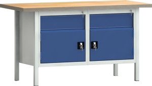 Stół warsztatowy PW 700 szer. 1500 xgł.700xwys.840 mm sklej.buk. jasnoszary / ni