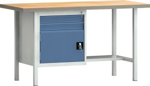 Stół warsztatowy PW 700 szer. 1500 xgł.700xwys.840 mm sklej.buk. jasnoszary / bł