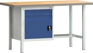 Stół warsztatowy PW 700 szer. 1500 xgł.700xwys.840 mm sklej.buk. jasnoszary / ni