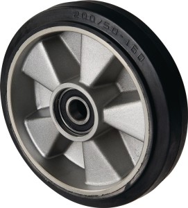 Kółko skrętne dł. piasty l. guma 43 mm sz. koła 50 mm śred. koła 200 mm obręcz z