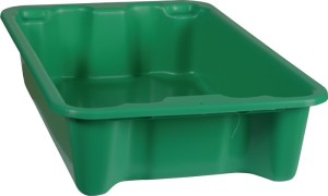 Pojemnik do ustawiania w stos PP zielony dł. 590 x szer. 380 x wys. 135 mm