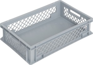 Pojemnik transportowy dł. 600 x szer. 400 x wys. 150 mm szary PP uchwyt przeloto