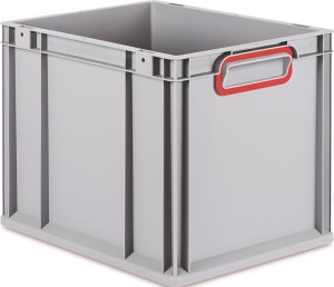 Pojemnik transportowy dł. 400 x szer. 300 x wys. 320 mm szary PP zamknięty uchwy