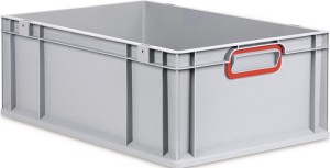 Pojemnik transportowy dł. 600 x szer. 400 x wys. 220 mm szary PP zamknięty uchwy