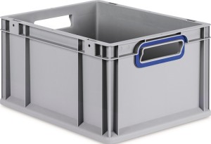 Pojemnik transportowy dł. 400 x szer. 300 x wys. 220 mm szary PP otwarty uchwyt