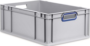 Pojemnik transportowy dł. 600 x szer. 400 x wys. 220 mm szary PP otwarty uchwyt