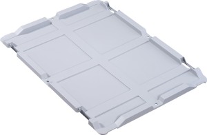 Pokrywa z zawiasami PP dł. 400 x szer. 300 mm szary do skrzynek transport. układ