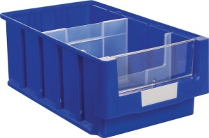 Skrzynka regałowa VKB dł. 400 x szer. 230 x wys. 150 mm niebieski polipropylen L