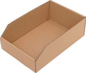 Skrzynka regałowa dł. 300 x szer. 200 x wys. 100 mm brązowy tektura 1-falista