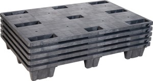 Paleta z tworzywa sztucznego dł. 1200 x szer. 800 x wys. 140 mm 9 stóp zamknięte