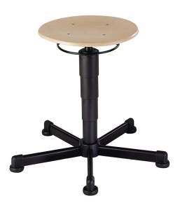 Taboret obrotowy ślizgacze buk naturalny regulacja wys. siedz. 460‒630 mm BIMOS