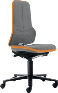 Krzesło robocze obrotowe Neon kółka tkanina Supertec szara pomarańcz. 450–620 mm