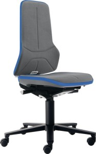 Krzesło robocze obrotowe Neon kółka tkanina Supertec szara niebieska 450–620 mm