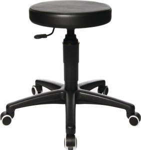 Taboret obrotowy Tec 70 z kółkami wysoka tapicerka ze szt. skóry czarny regulacj