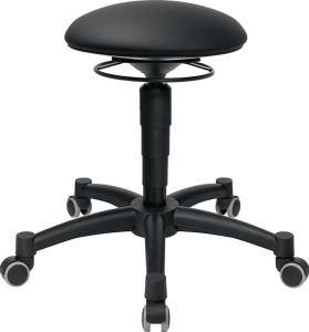 Taboret obrotowy Body Balance z kółkami tapicerka ze sztucznej skóry czarna regu