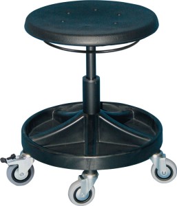 Taboret obrotowy z kółkami pianka PU czarny regulacja wys. siedz. 400‒530 mm LOT