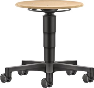 Taboret obrotowy kółka buk naturalny regulacja wys. siedz. 450-650 mm drewno BIM