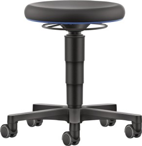 Taboret obrotowy kółka sztuczna skóra czarny regulacja wys. siedz. 450-650 mm BI