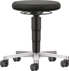 Taboret obrotowy kółka tapicerka materiałowa czarna regulacja w. siedz. 450-650