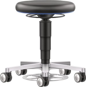 Taboret obrotowy kółka sztuczna skóra czarny regulacja wys. siedz. 480-650 mm B
