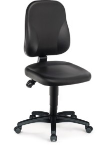 Krzesło robocze obrotowe kółka tapicerka ze sztucznej skóry czarna 450–620 mm BI