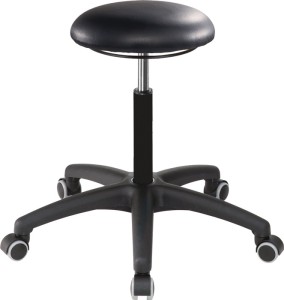 Taboret obrotowy A1S-TR-KL kółka sztuczna skóra czarny regulacja wys. siedz. 470