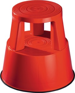 Hoker na rolkach tworzywo szt. czerwone wysokość z/bez obciążenia 425/430 mm gór