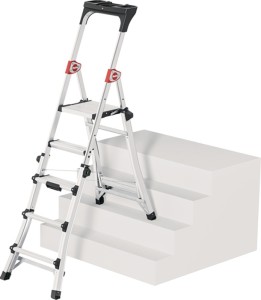 Drabina TL100 stopnie 3–5 stopni aluminium anodowane wysokość całkowita 1430–190