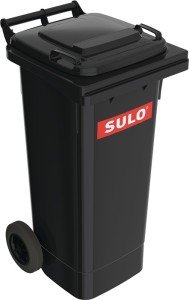 Duży pojemnik na śmieci 80 l HDPE szary antracyt mobilny, wg EN 840 SULO
