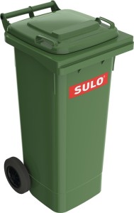 Duży pojemnik na śmieci 80 l HDPE zielony mobilny, wg EN 840 SULO