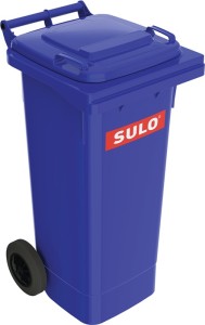 Duży pojemnik na śmieci 80 l HDPE niebieski mobilny, wg EN 840 SULO