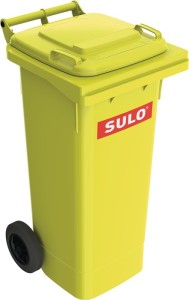 Duży pojemnik na śmieci 80 l HDPE żółty mobilny, wg EN 840 SULO