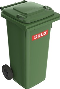 Duży pojemnik na śmieci 120 l HDPE zielony mobilny, wg EN 840 SULO