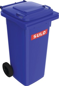 Duży pojemnik na śmieci 120 l HDPE niebieski mobilny, wg EN 840 SULO