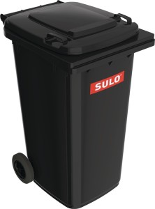 Duży pojemnik na śmieci 240 l HDPE szary antracyt mobilny, wg EN 840 SULO