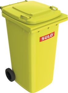 Duży pojemnik na śmieci 240 l HDPE żółty mobilny, wg EN 840 SULO